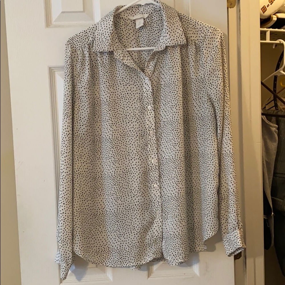 Black and White Polka Dot Dress Shirt from H&M
